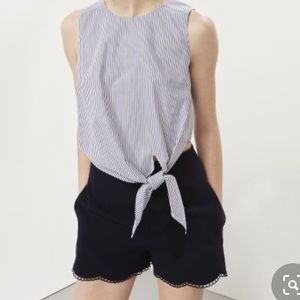 Club Monaco Tillard Blue & White Stripe Crop Top